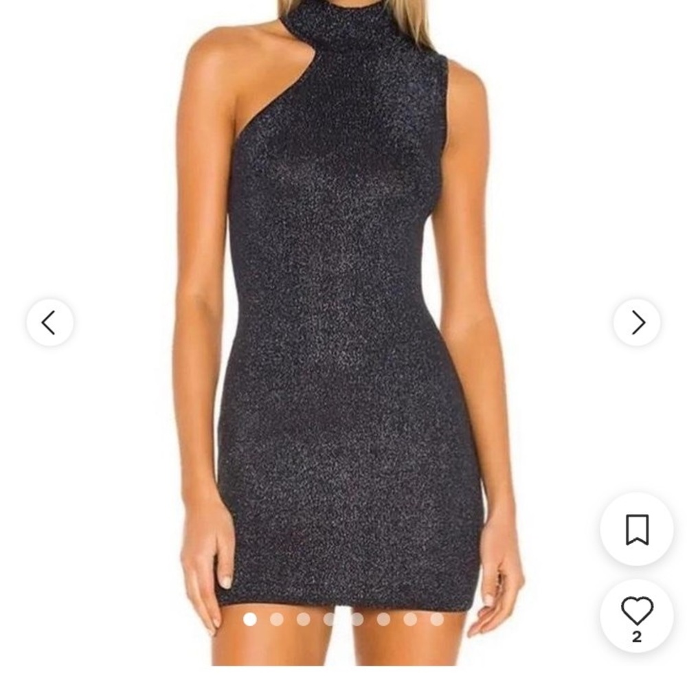 superdown One-Shoulder Metallic Black Bodycon Dress